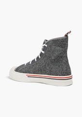 Thom Browne - Leather-trimmed tweed high-top sneakers - Gray - US 9