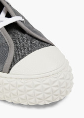 Thom Browne - Leather-trimmed tweed high-top sneakers - Gray - US 9