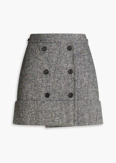 Thom Browne - Merino wool and mohair-blend tweed mini wrap skirt - Gray - IT 38