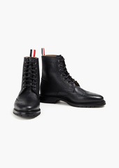 Thom Browne - Pebbled-leather combat boots - Black - EU 36.5