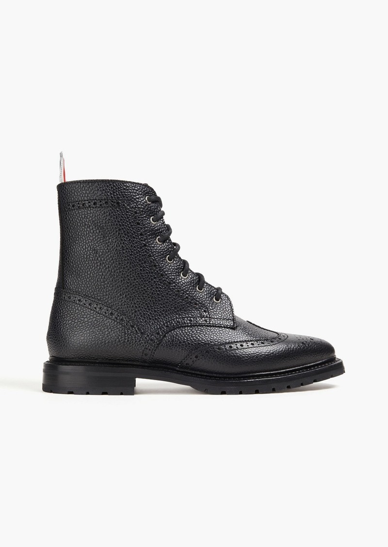 Thom Browne - Pebbled-leather combat boots - Black - EU 36.5