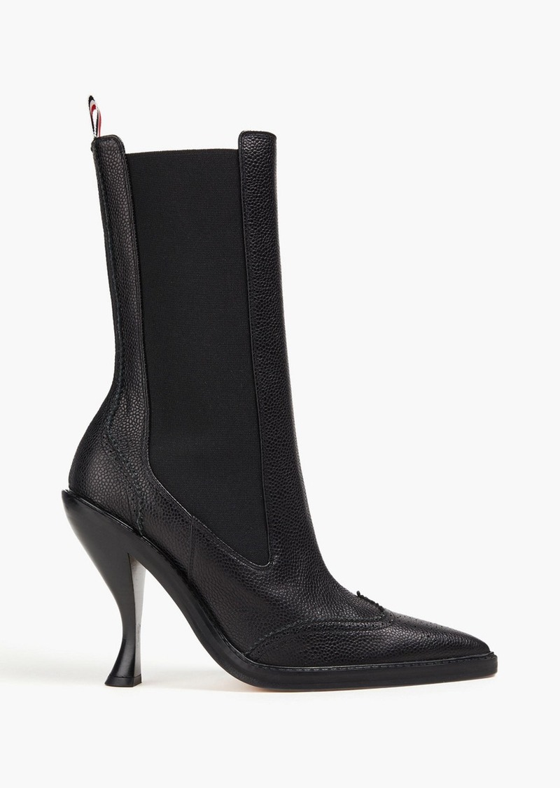 Thom Browne - Perforated pebbled-leather ankle boots - Brown - EU 35