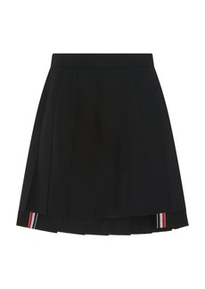 Thom Browne - Pleated Wool-Twill Mini Skirt - Black - IT 40 - Moda Operandi