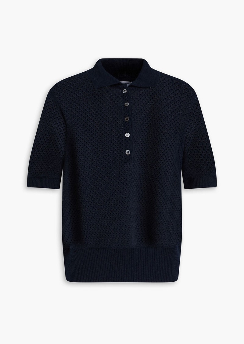 Thom Browne - Pointelle-knit cashmere polo sweater - Blue - IT 36