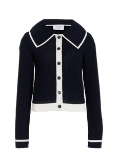 Thom Browne - Pointelle-Knit Cotton Cardigan - Navy - IT 44 - Moda Operandi