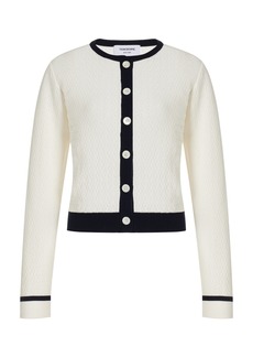 Thom Browne - Pointelle-Knit Cotton Cardigan - White - IT 40 - Moda Operandi