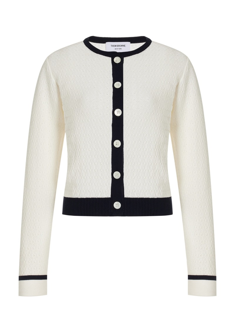 Thom Browne - Pointelle-Knit Cotton Cardigan - White - IT 44 - Moda Operandi