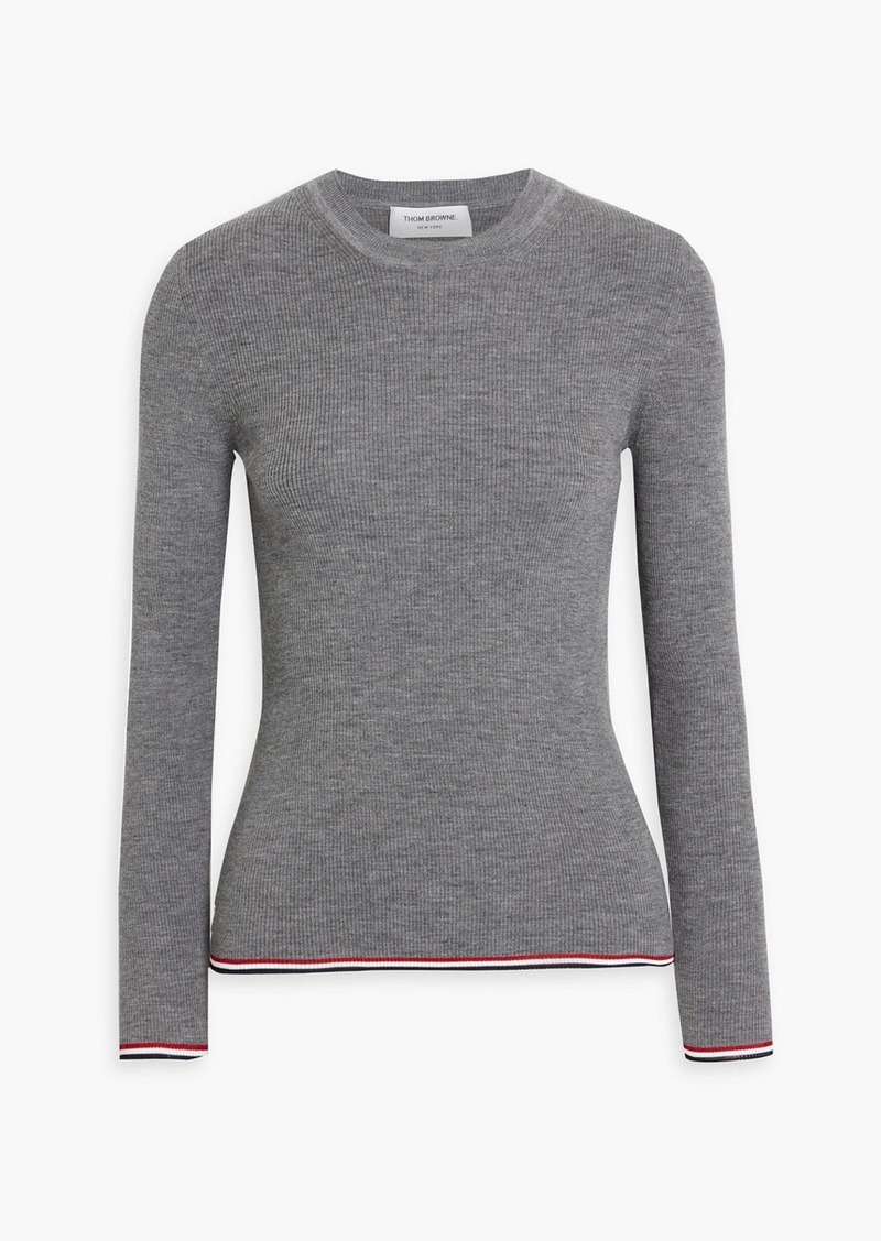Thom Browne - Ribbed wool-blend sweater - Gray - IT 40
