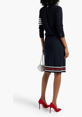 Thom Browne - Rickrack-trimmed ribbed cotton-jersey wrap skirt - Blue - IT 36