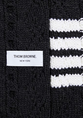 Thom Browne - Striped cable-knit merino wool scarf - Gray - OneSize