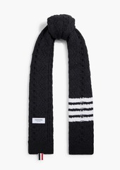 Thom Browne - Striped cable-knit merino wool scarf - Gray - OneSize