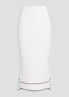 Thom Browne - Striped cable-knit midi skirt - White - IT 36