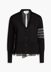 Thom Browne - Striped burnout silk-blend cardigan - Black - IT 46