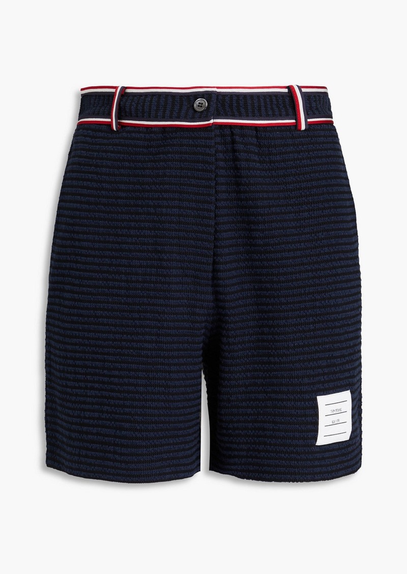 Thom Browne - Striped jacquard-knit cotton-blend shorts - Blue - IT 36
