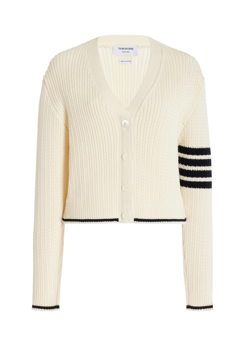 Thom Browne - Striped Wool Cardigan - White - IT 38 - Moda Operandi