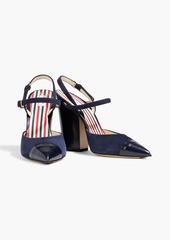 Thom Browne - Suede and patent-leather slingback pumps - Blue - EU 39