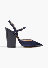 Thom Browne - Suede and patent-leather slingback pumps - Blue - EU 39