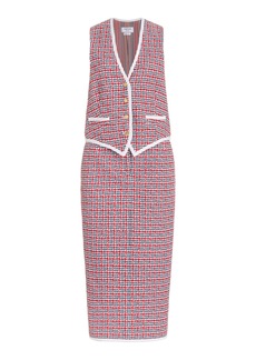 Thom Browne - Tailored Vest Cotton Midi Dress - Plaid - IT 38 - Moda Operandi