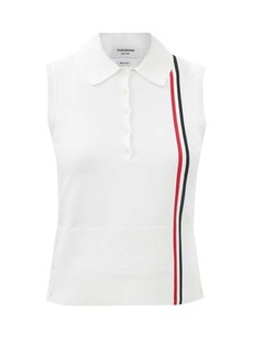 Thom Browne - Tricolour-stripe Jersey Sleeveless Polo Shirt - Womens - White