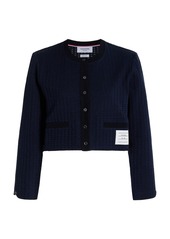 Thom Browne - Waffle-Knit Cotton Cardigan - Navy - IT 36 - Moda Operandi