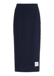 Thom Browne - Waffle-Knit Cotton Midi Skirt - Navy - IT 42 - Moda Operandi