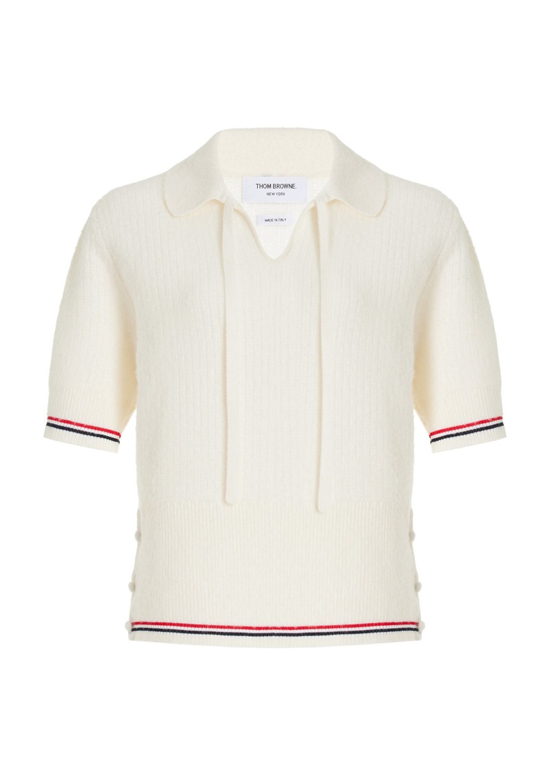 Thom Browne - Wool-Blend Polo Top - White - IT 42 - Moda Operandi