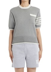 Thom Browne 4-Bar Cotton Sweater in Light Grey at Nordstrom