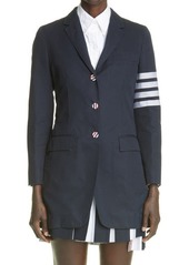 Thom Browne 4-Bar Elongated Unconstructed Cotton Blazer in Navy at Nordstrom
