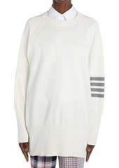 Thom Browne 4-Bar Oversize Cotton Sweater in White at Nordstrom