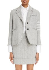 Thom Browne 4-Bar Unconstructed Shrunken Tweed Blazer