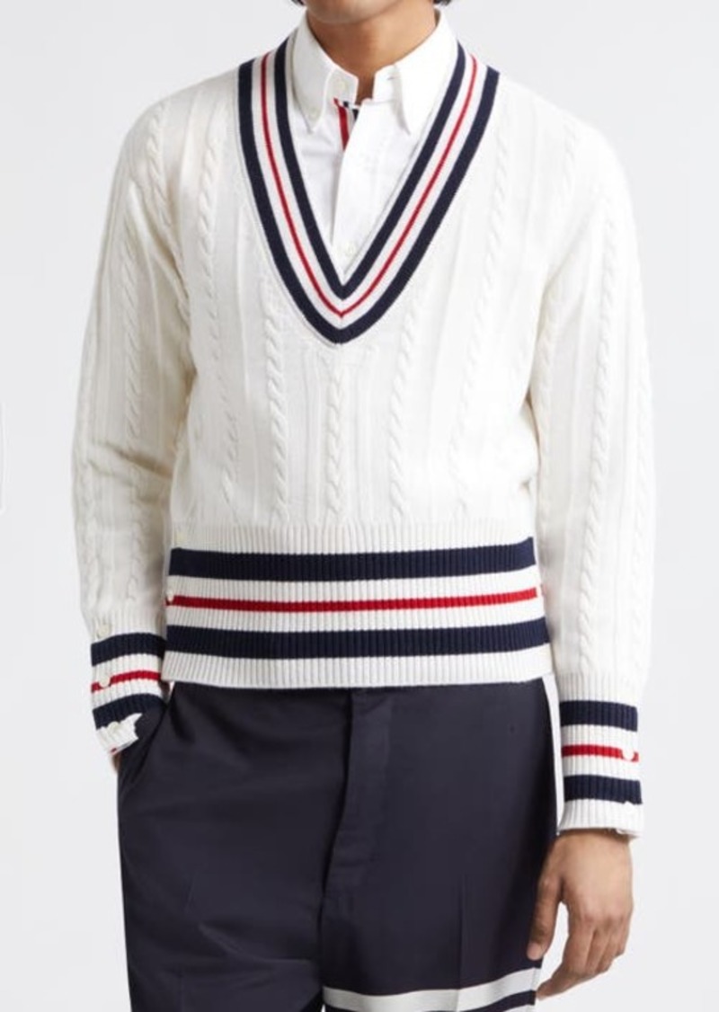 Thom Browne Aran Cable Stitch Cashmere Sweater