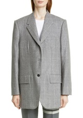 Thom Browne Back Stripe Windowpane Check Wool & Cashmere Flannel Blazer