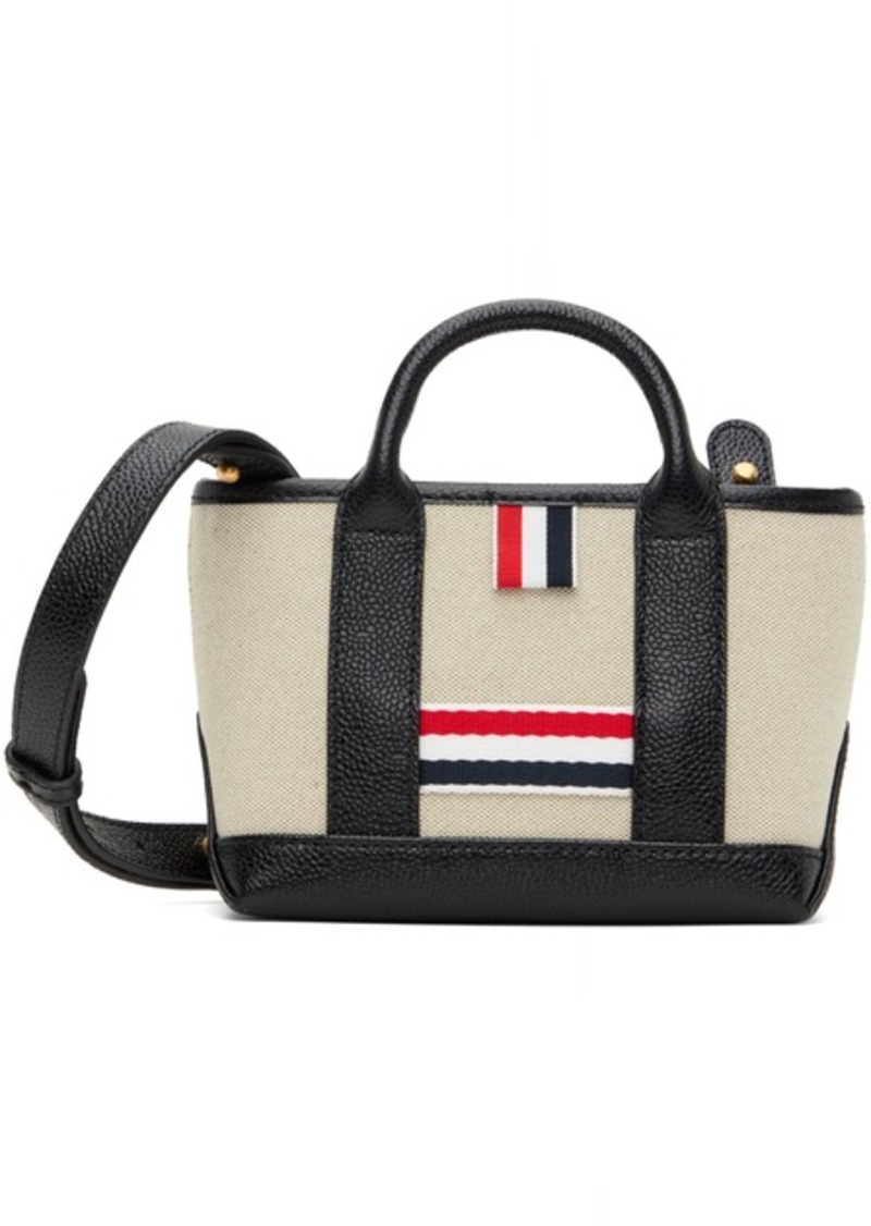 Thom Browne Black & Beige Cotton Canvas Mini Tool Tote