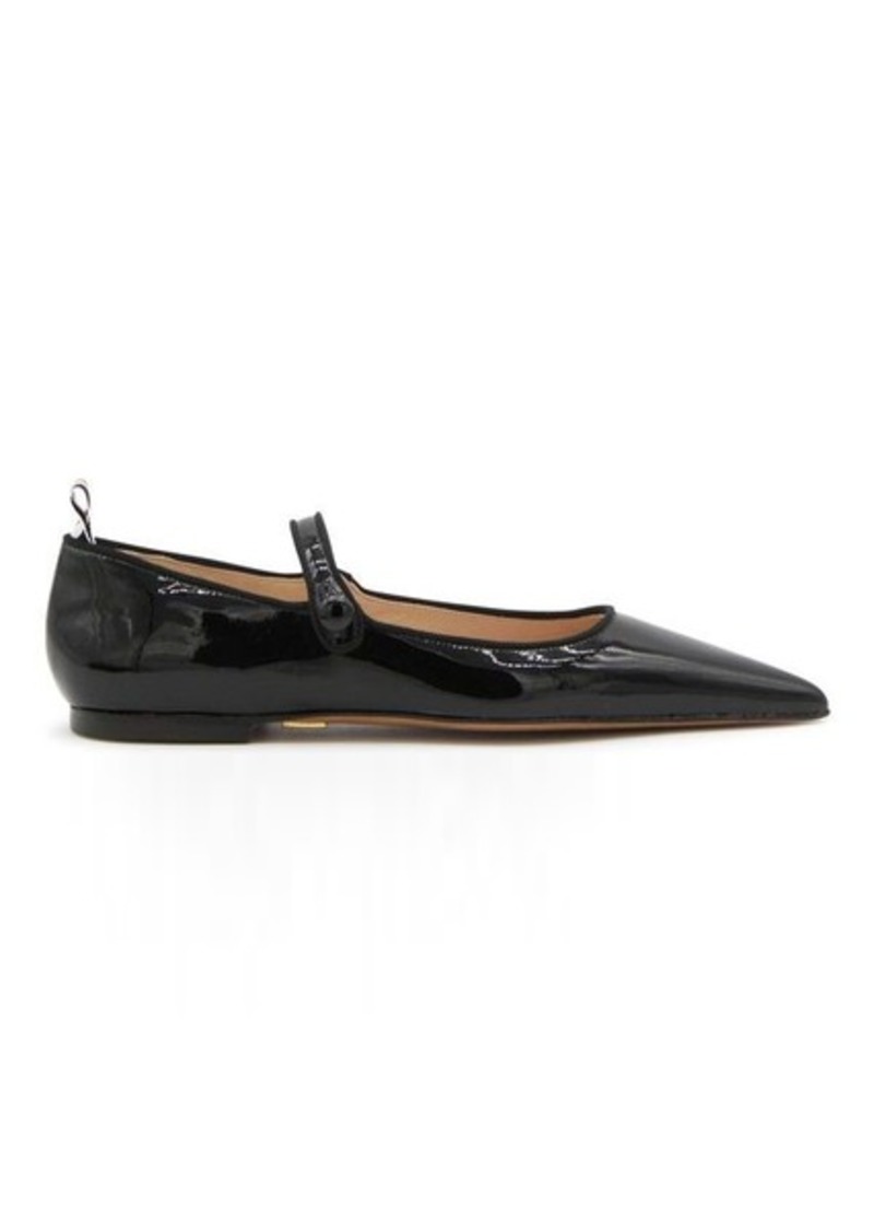 THOM BROWNE BLACK LEATHER BALLERINA SHOES