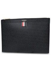 THOM BROWNE BLACK LEATHER SMALL DOCUMENT HOLDER