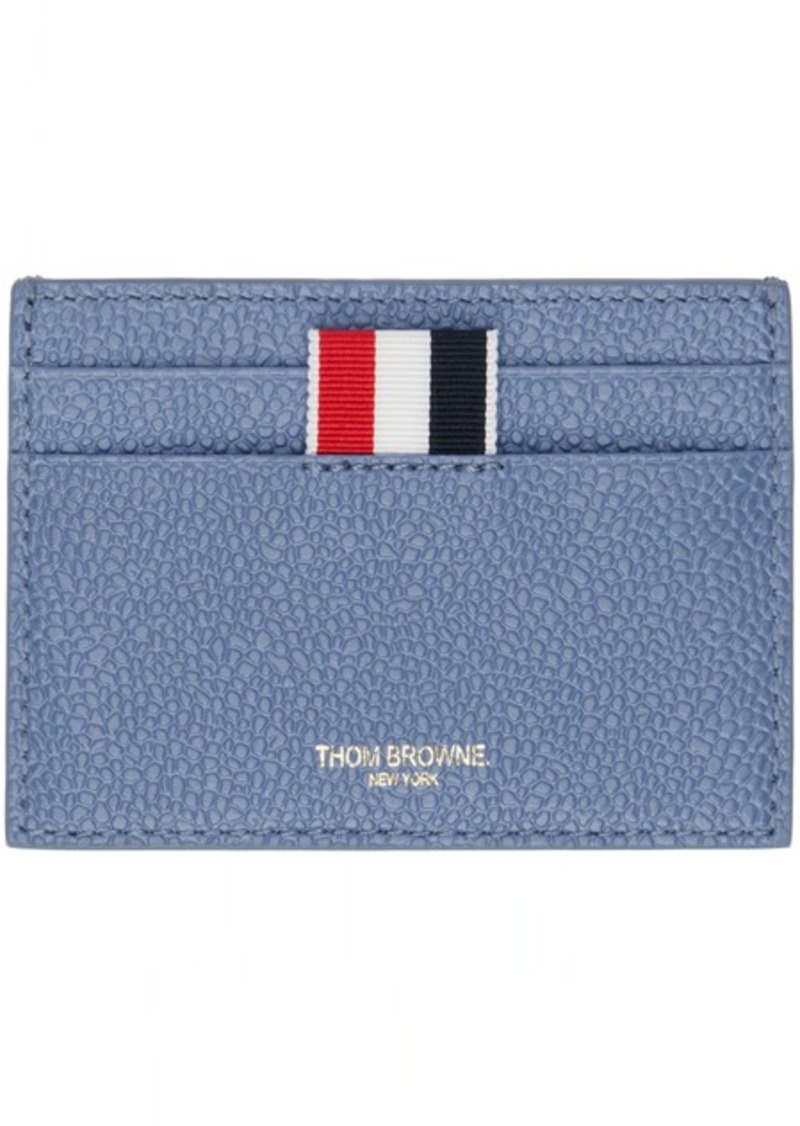 Thom Browne Blue Pebble Grain Rose 4-Bar Single Card Holder