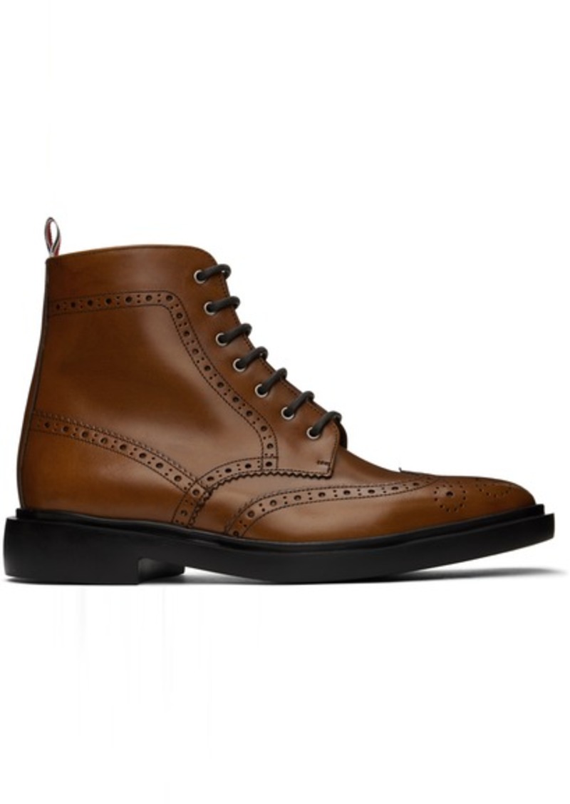 Thom Browne Brown Classic Wingtip Brogue Boots