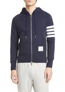 Thom Browne Classic 4-Bar Zip Cotton Hoodie in Navy at Nordstrom