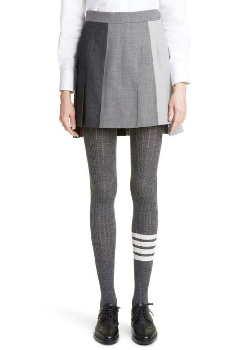Thom Browne Colorblock Pleated Wool Miniskirt