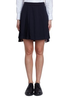 Thom Browne Drop Back Pleated Cotton Miniskirt in Navy at Nordstrom