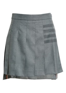 Thom Browne Drop Back Pleated Wool Blend Miniskirt in Medium Grey at Nordstrom