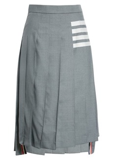 Thom Browne Drop Back Pleated Wool Skirt in Medium Grey at Nordstrom