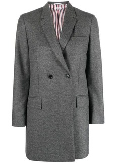 THOM BROWNE ELONGATED LONG SLEEVE DOUBLE BREASTED SPORTCOAT IN WOOL FLANNEL CLOTHING