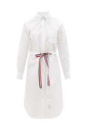 Thom Browne Four-bar belted cotton-poplin shirt dress