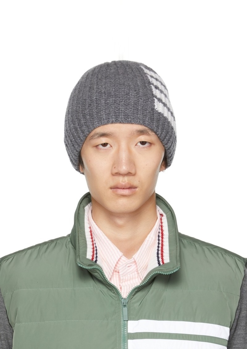 Thom Browne Gray 4-Bar Beanie