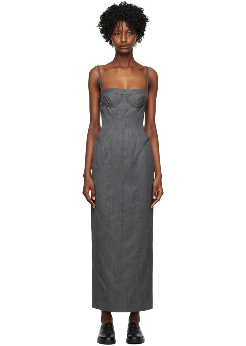 Thom Browne Gray Corset Maxi Dress