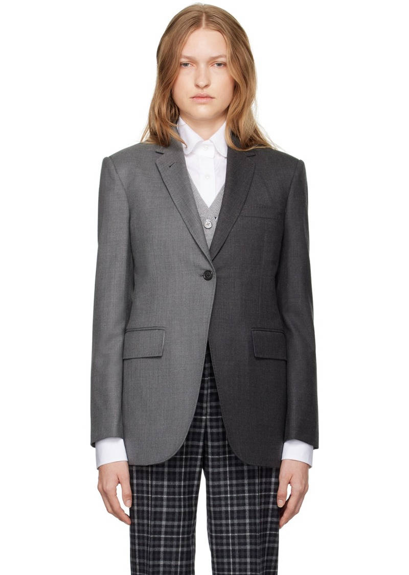 Thom Browne Gray Elongated Single Button Blazer