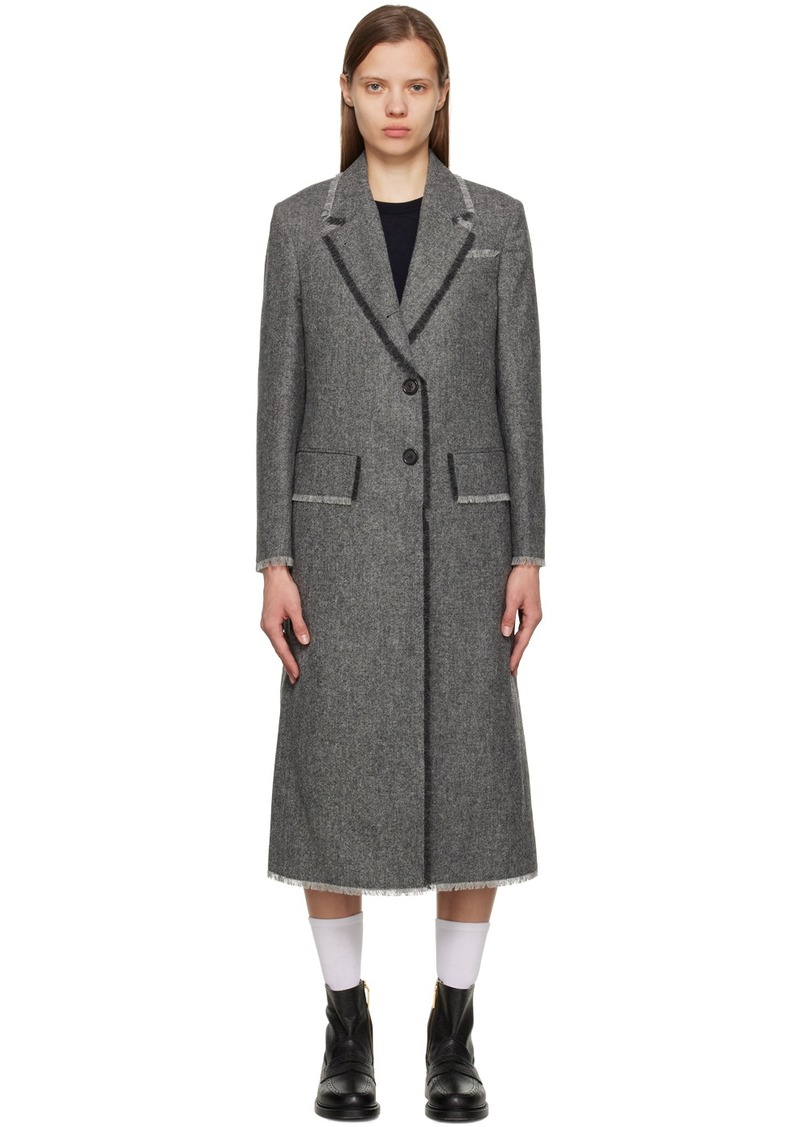 Thom Browne Gray Frayed Coat