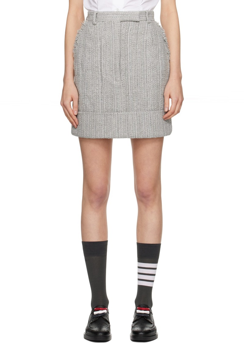 Thom Browne Gray Frayed Miniskirt
