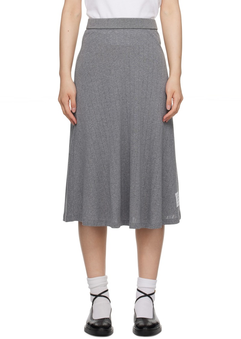 Thom Browne Gray Patch Midi Skirt